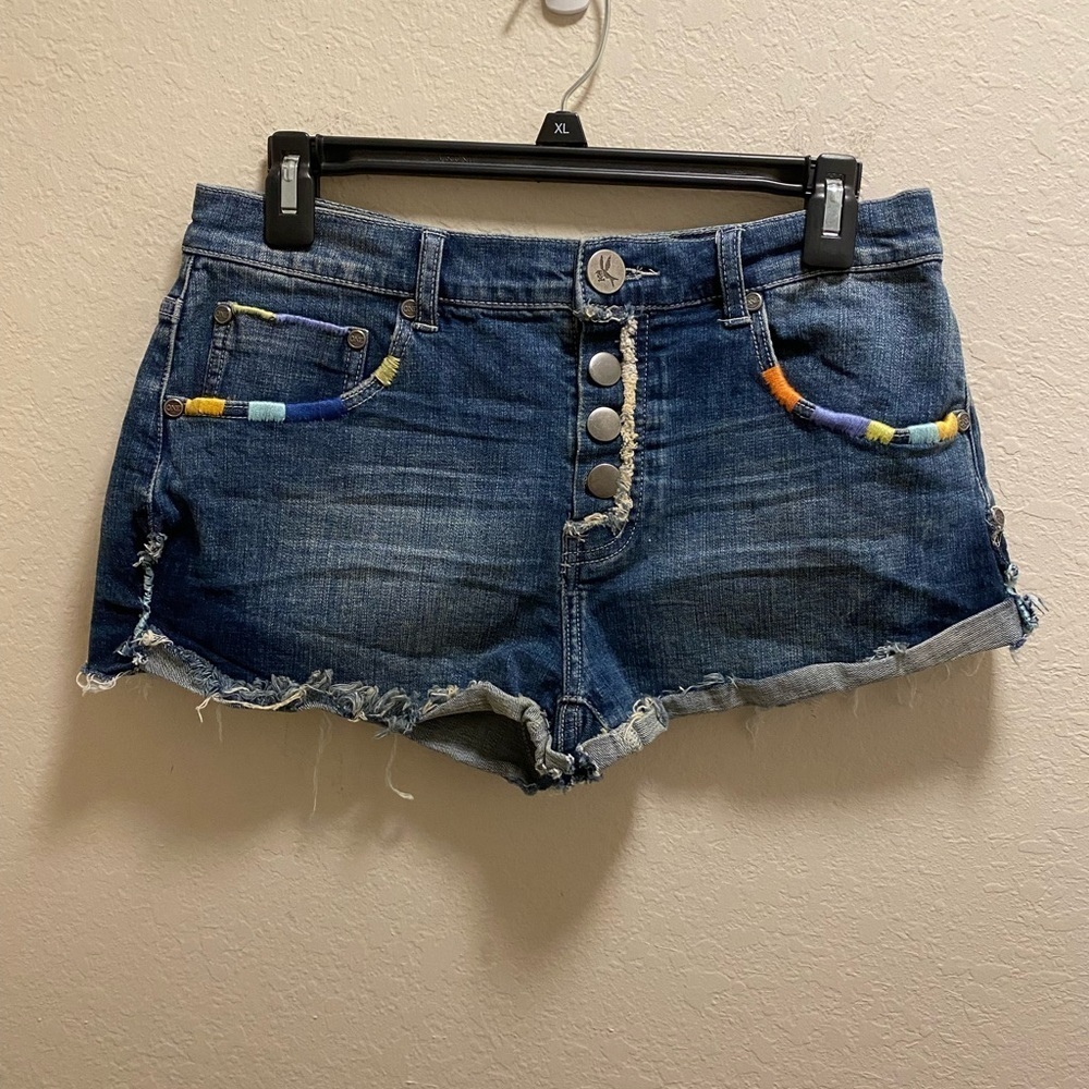 One X One Teaspoon Rare Embroidered Jean Shorts Size 26.